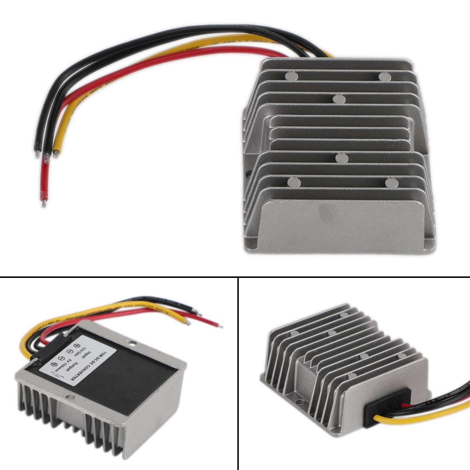 Régulateur de convertisseur d'alimentation abaisseur étanche DC 12V/24V à 5V 75W 15A