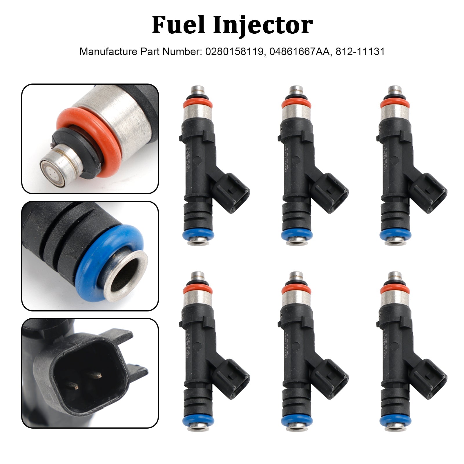 Injektor za gorivo 0280158119, 6 kosov, za Jeep, Dodge Wrangler, Chrysler, 3,3 L