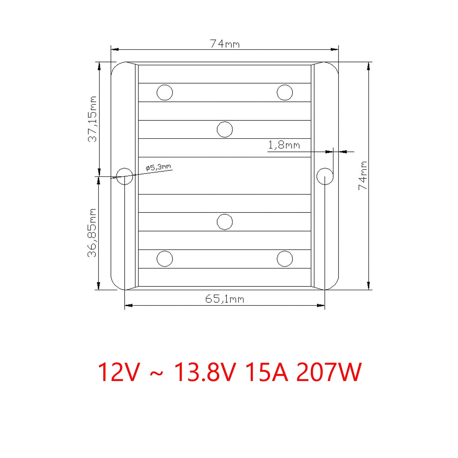 Régulateur de convertisseur d'alimentation élévateur DC 12V à 13.8V 15A 207W étanche