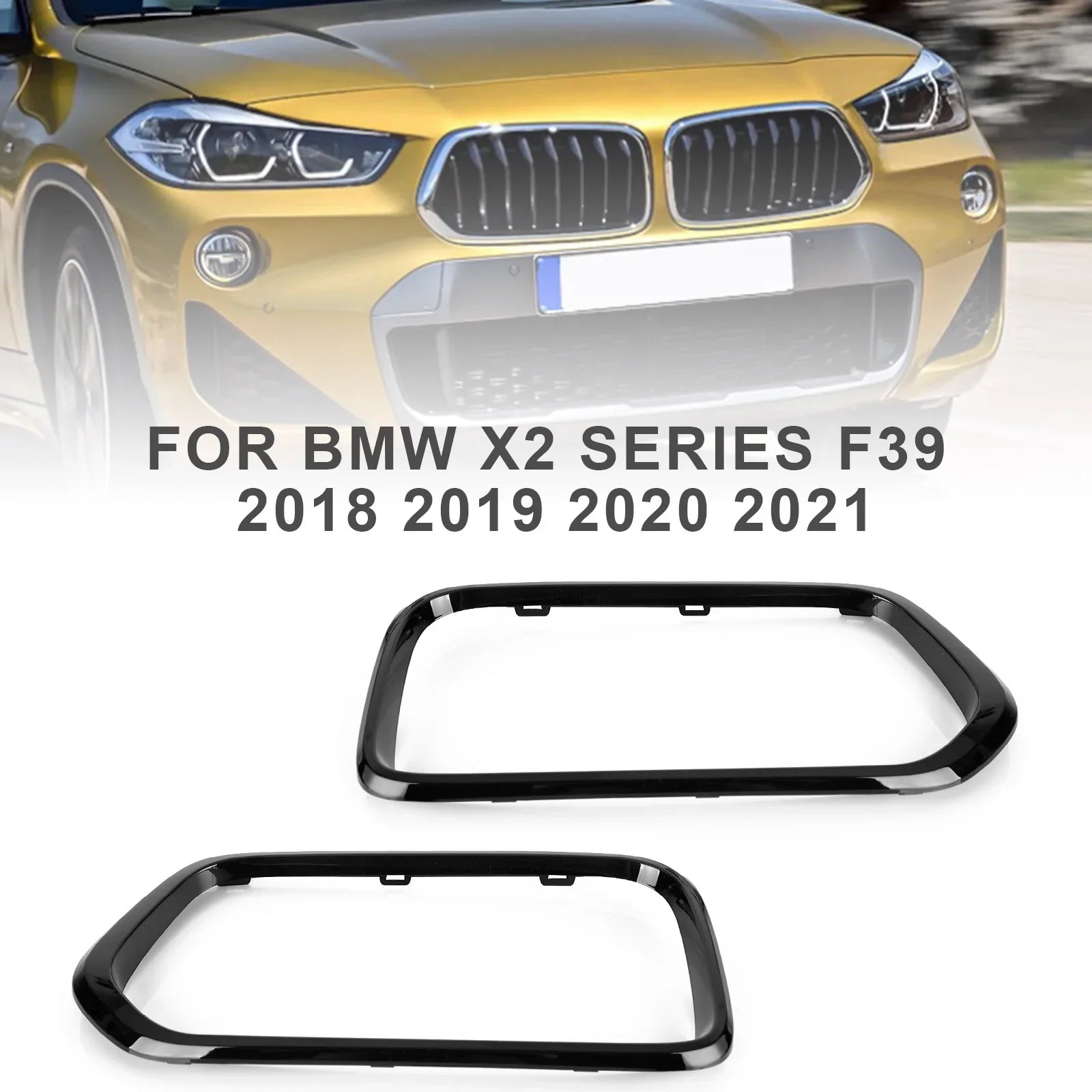 BMW X2 Serie F39 2018-2021 Rivestimento del telaio della griglia del paraurti anteriore nero lucido