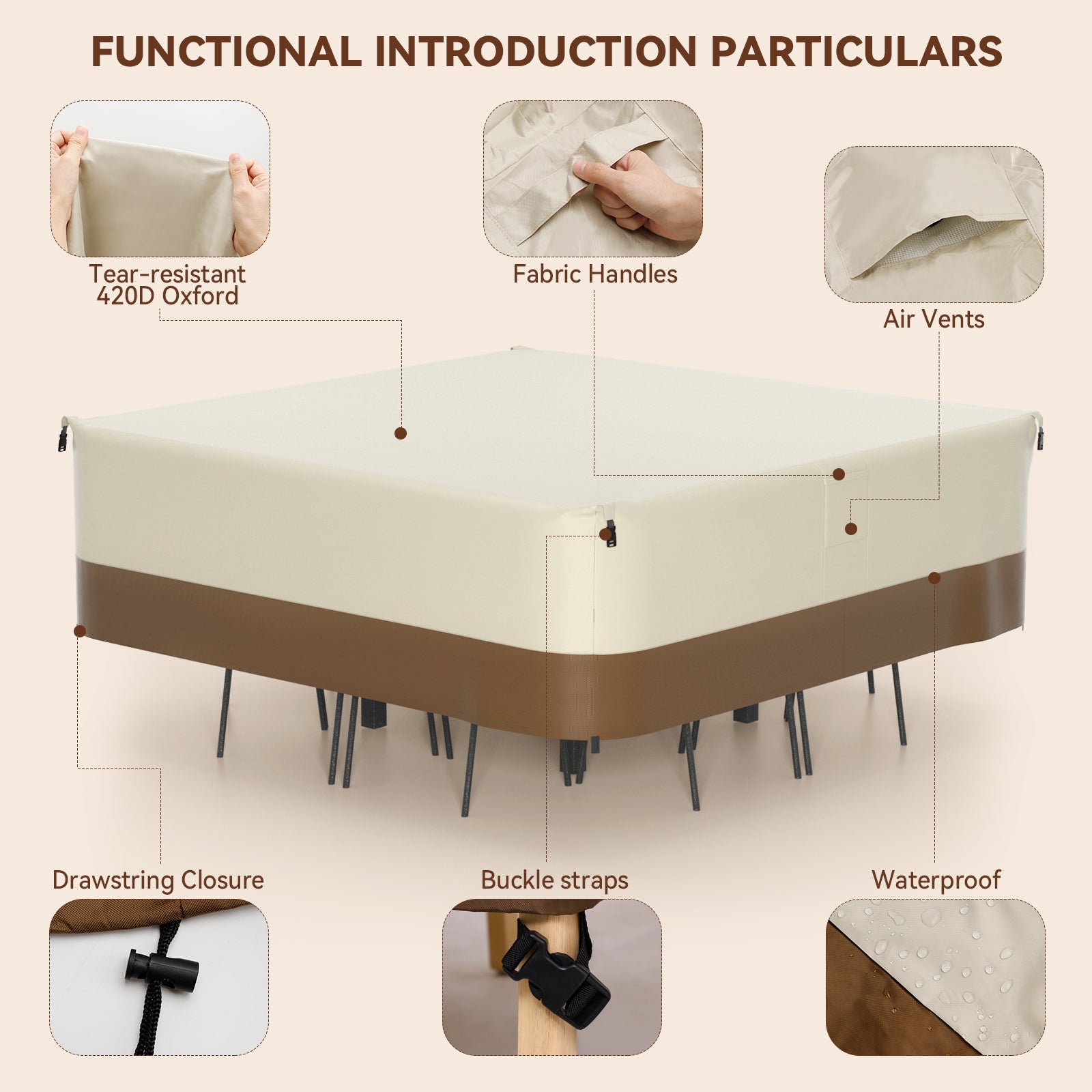 420D meble na patio wodoodporne na stół i krzesła zewnętrzne