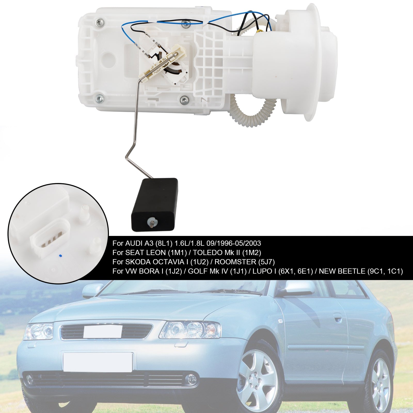 1998-2005 VW Bora I (1J2) 1,6 L 1,8 L 2,0 L 2,3 L 2,8 L LUPO I (6x1, 6E1) 1,4 L Modul za gorivo 1J0919051B