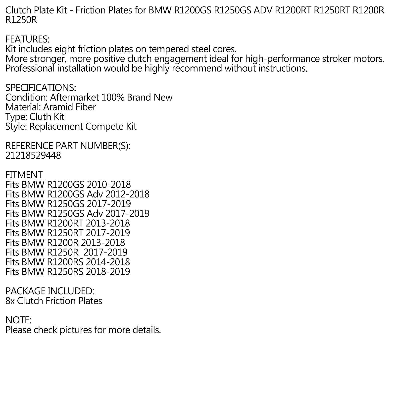 Zestaw tarczy ciernej sprzęgła do BMW R1200GS R1250GS R 1200 1250 RT R Generic
