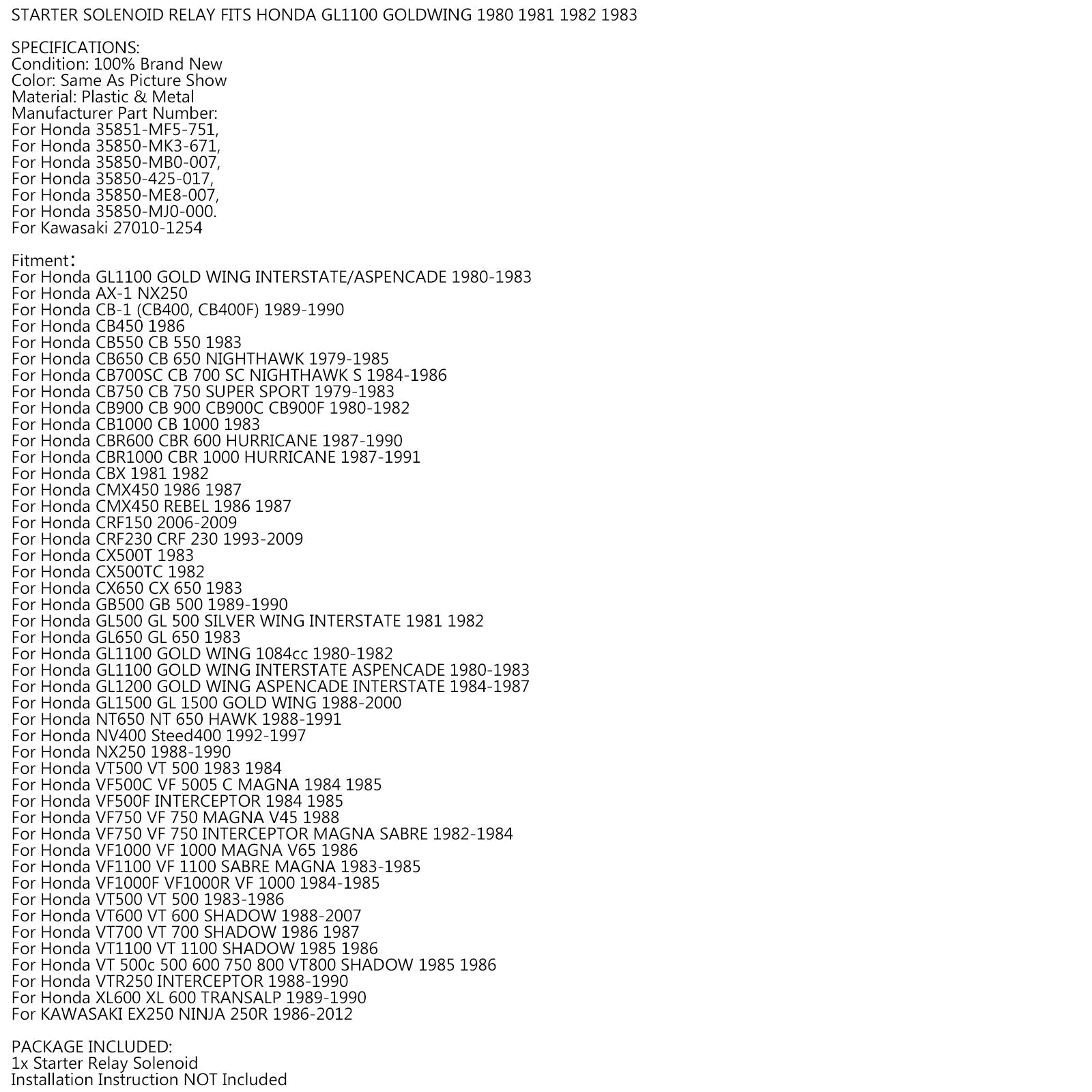 Przełącznik przekaźnika elektromagnetycznego rozrusznika dla KAWASAKI EX250 NINJA 250R 1986-2012 CON Generic Cables