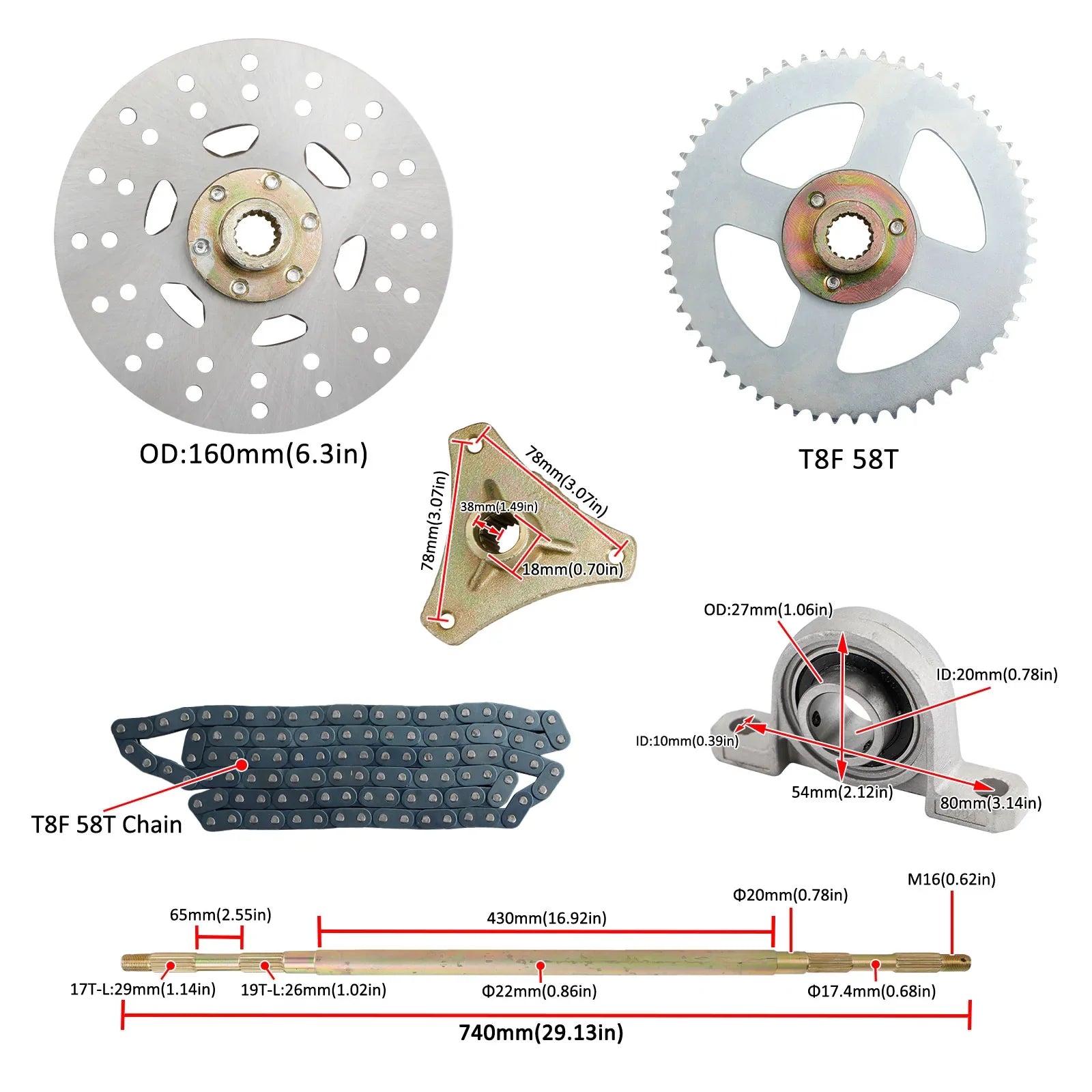 Različni ATV Quad Go KART KIT 'ZAVORA ZA ZAVORA ZA ZAVORA