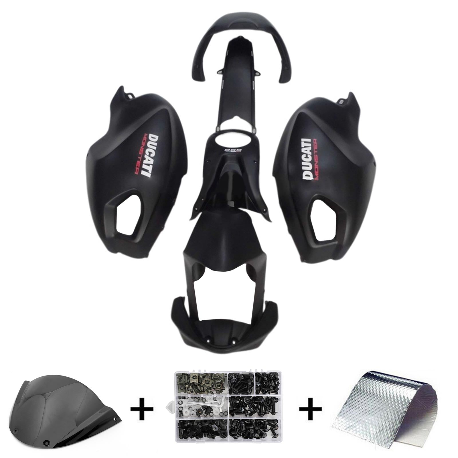Amotopart Ducati Monster 696 796 1100 S EVO toutes années Kit de carénage carrosserie
