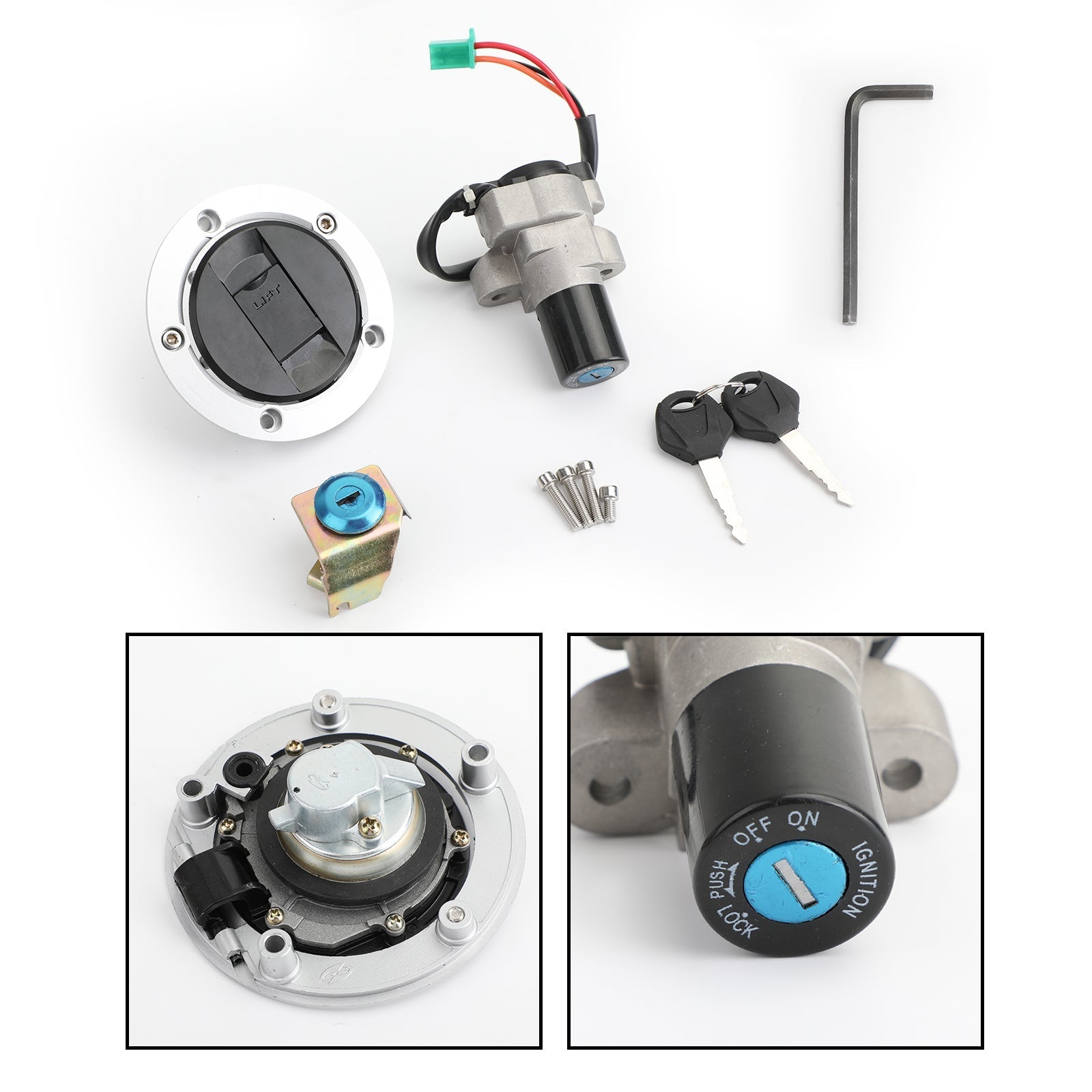 Chiavi di blocco del tappo del serbatoio del carburante dell'interruttore di accensione per Suzuki GW250 Inazuma / GSXR 250 13-17 generico