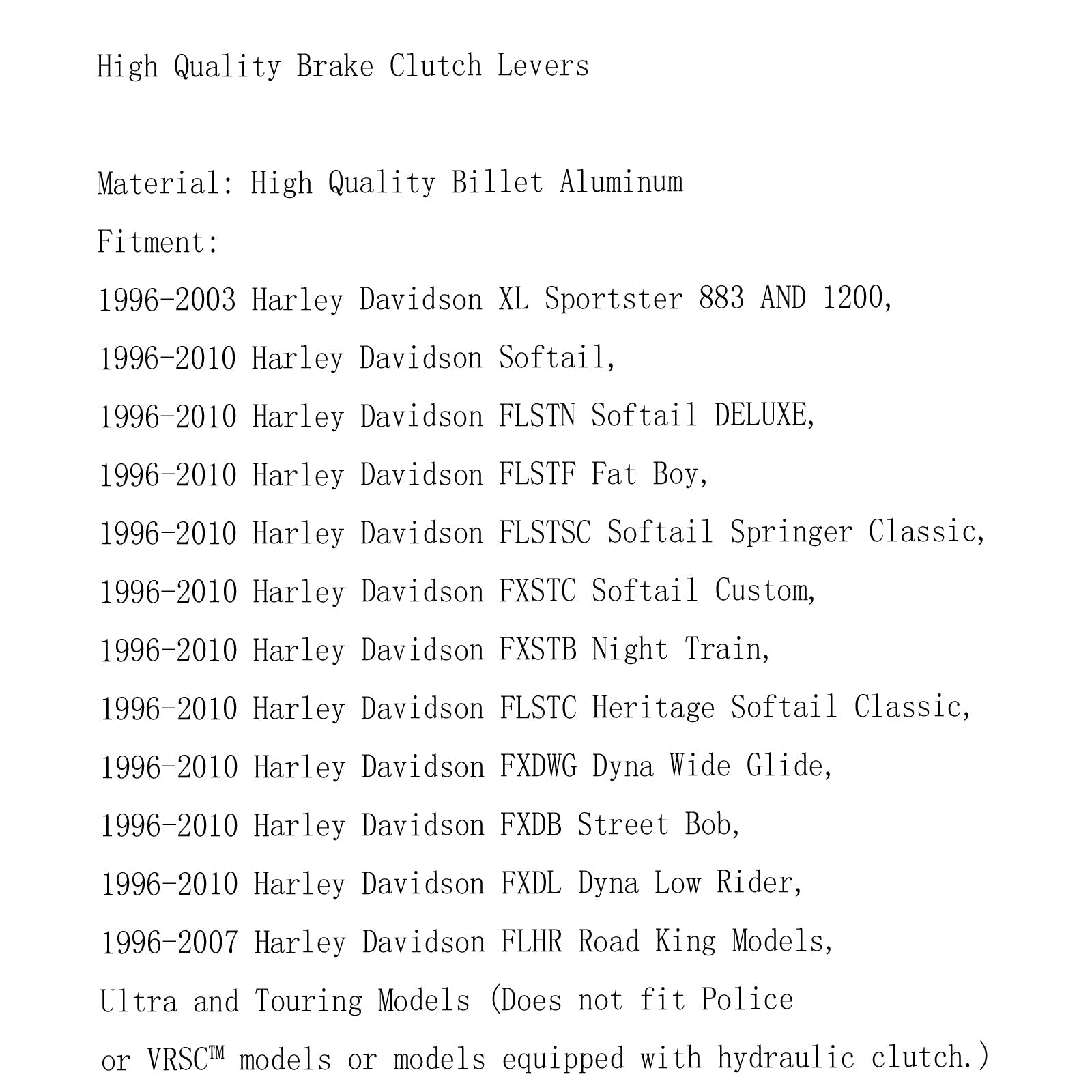 Leviers d'embrayage de frein Edge Cut pour Harley Softail Dyna Road King Noir Generic