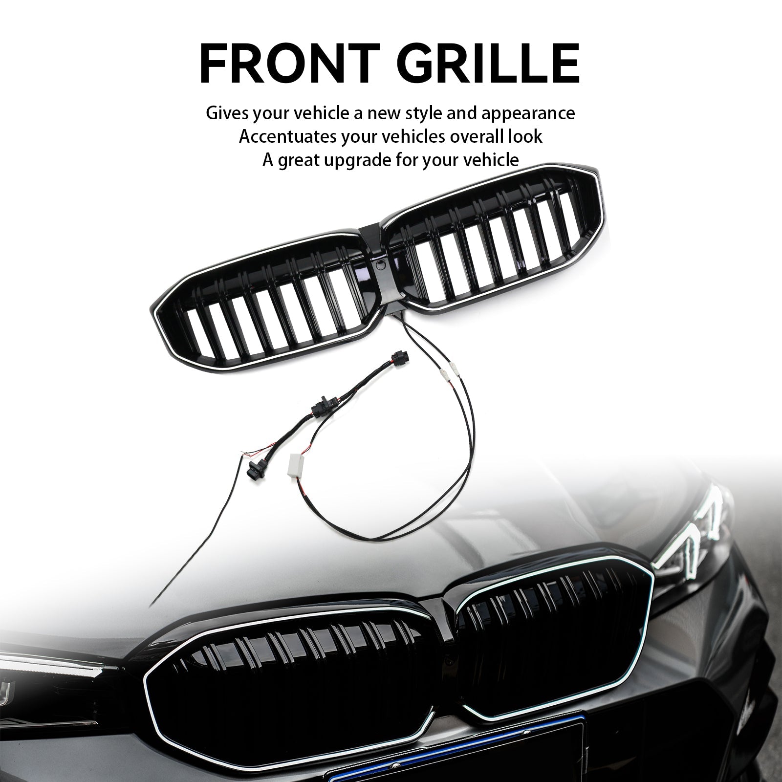 BMW serii 3 G20 G28 2023-2024 Przedni grill w kolorze czarnym błyszczącym