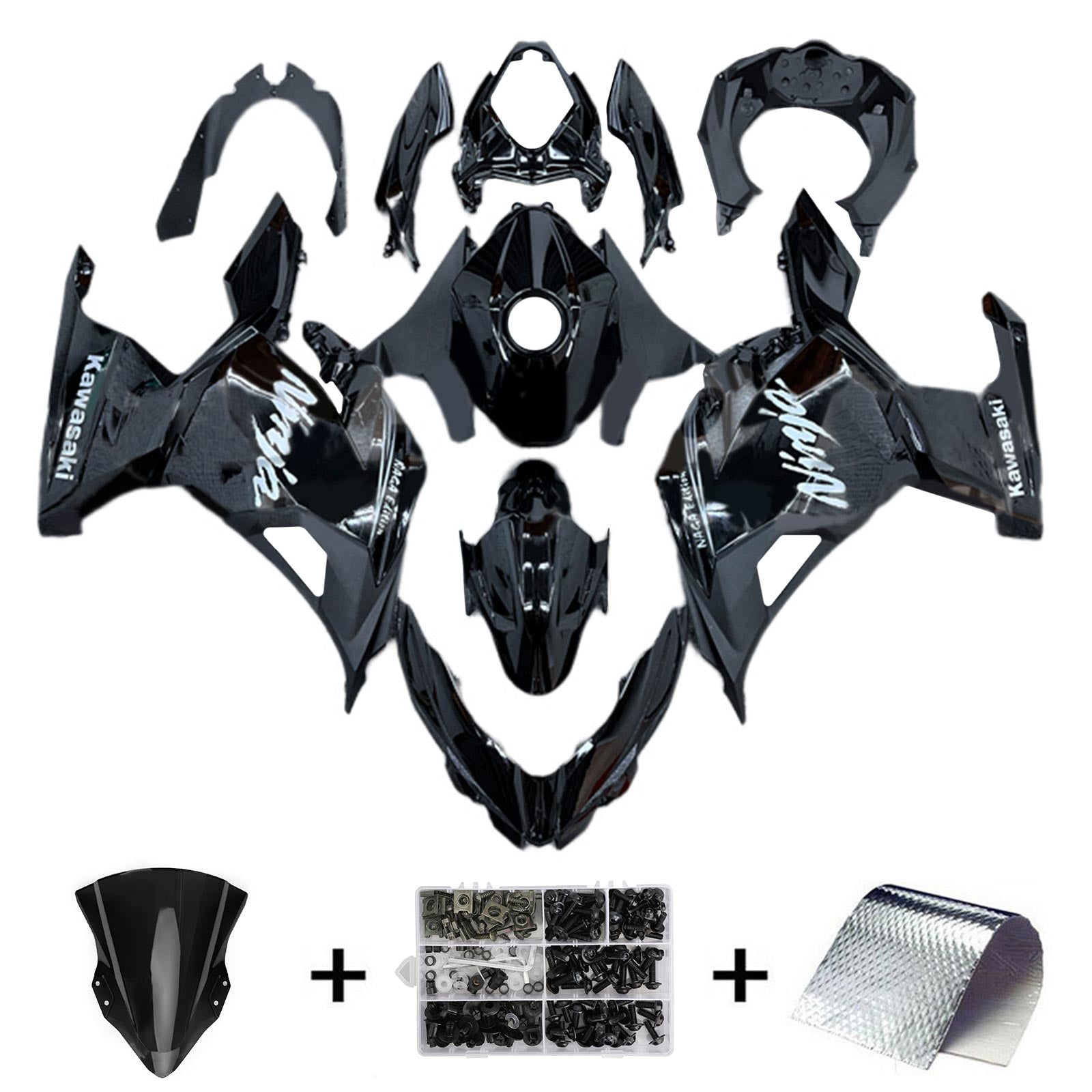 Amotopart kawasaki ex400 ninja400 2018-2023 komplet poštenosti corrier plastični abs