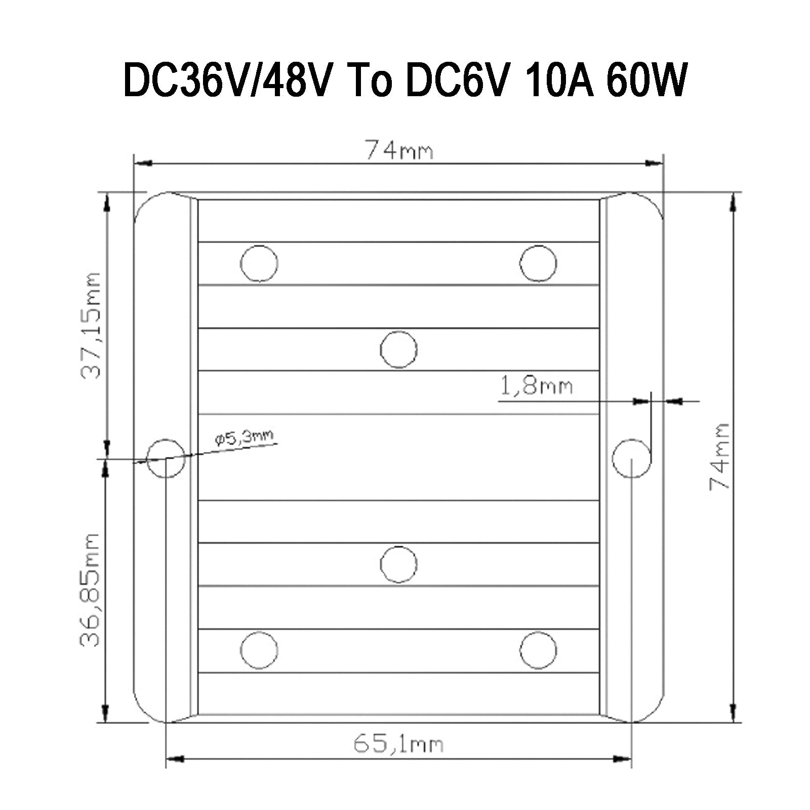 Régulateur d'alimentation de convertisseur DC/DC étanche 10A 36V/48V abaisseur à 6V