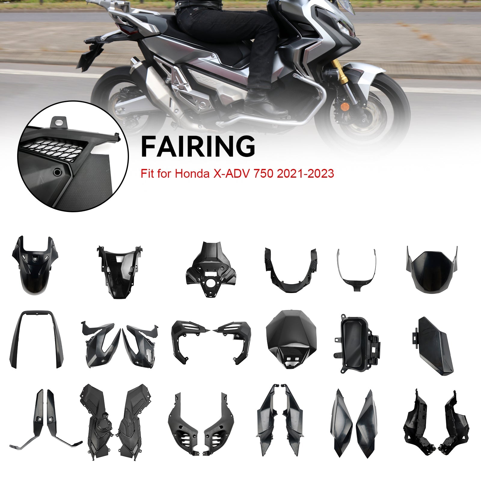 Honda X-ADV 750 2021-2023 Carénage de carrosserie ABS Moulage par injection non peint