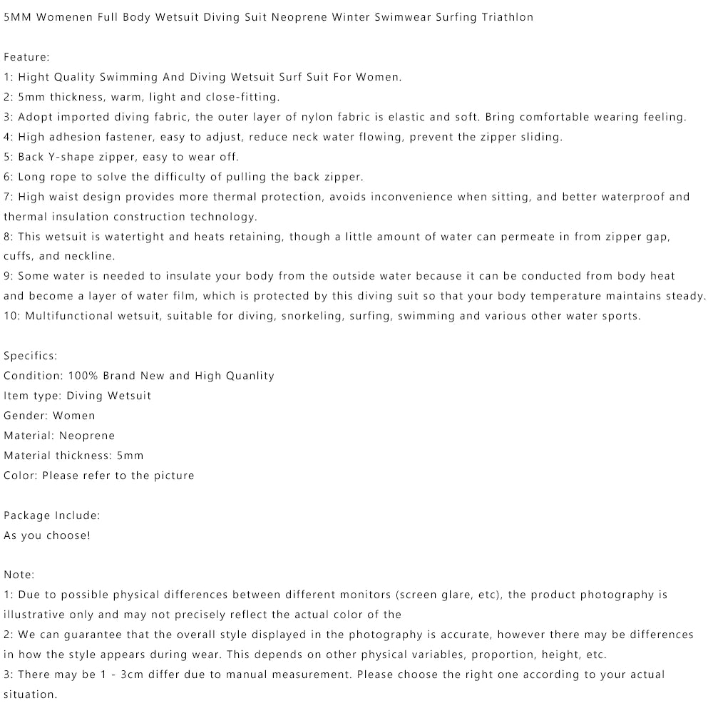 5 mm vrouwen neopreen surfcombinatie van full body duiken gemeenschappelijke triathlon grappig