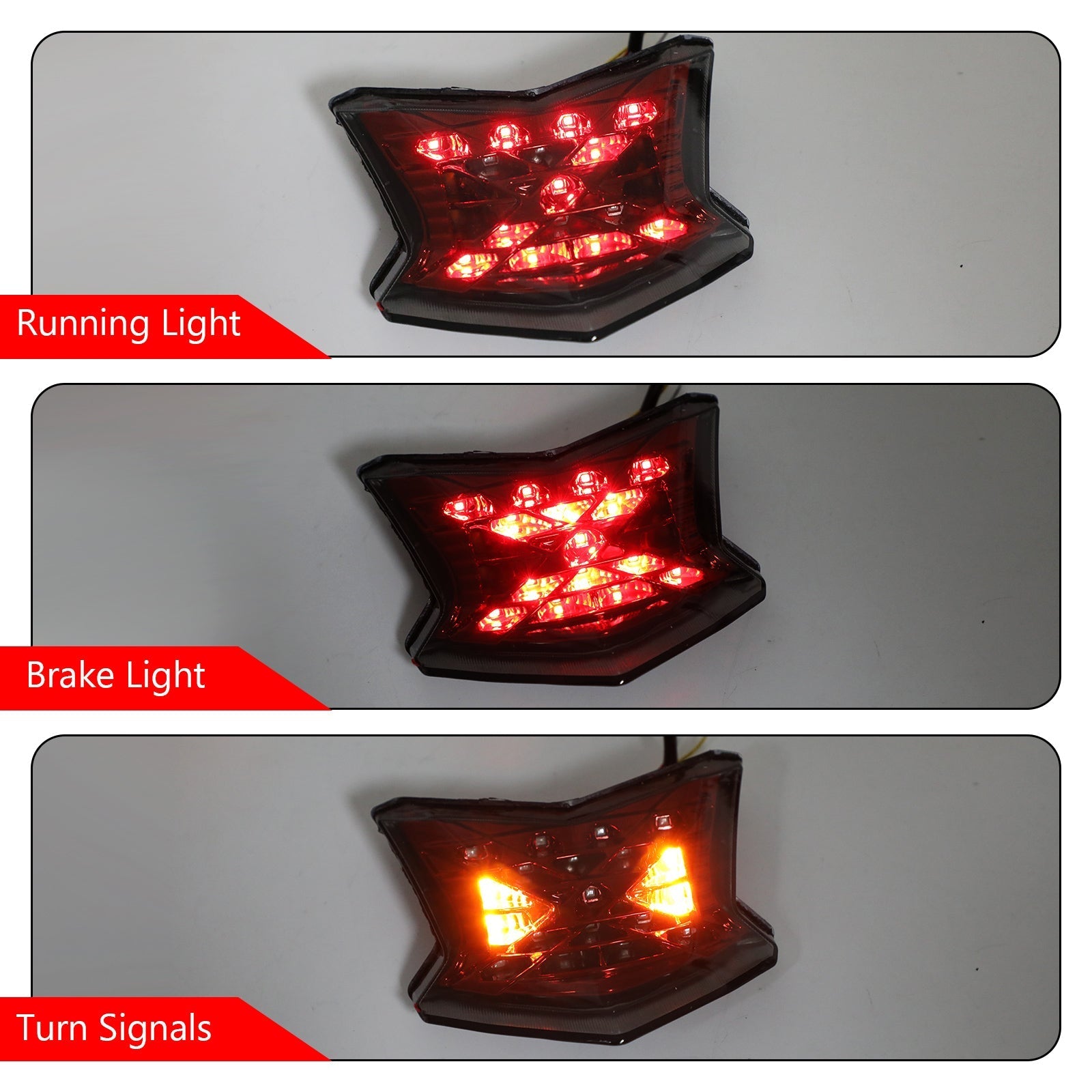 Clignotants de frein à LED feu arrière pour Kawasaki Z650 Ninja 650 Z900 17-19 argent générique