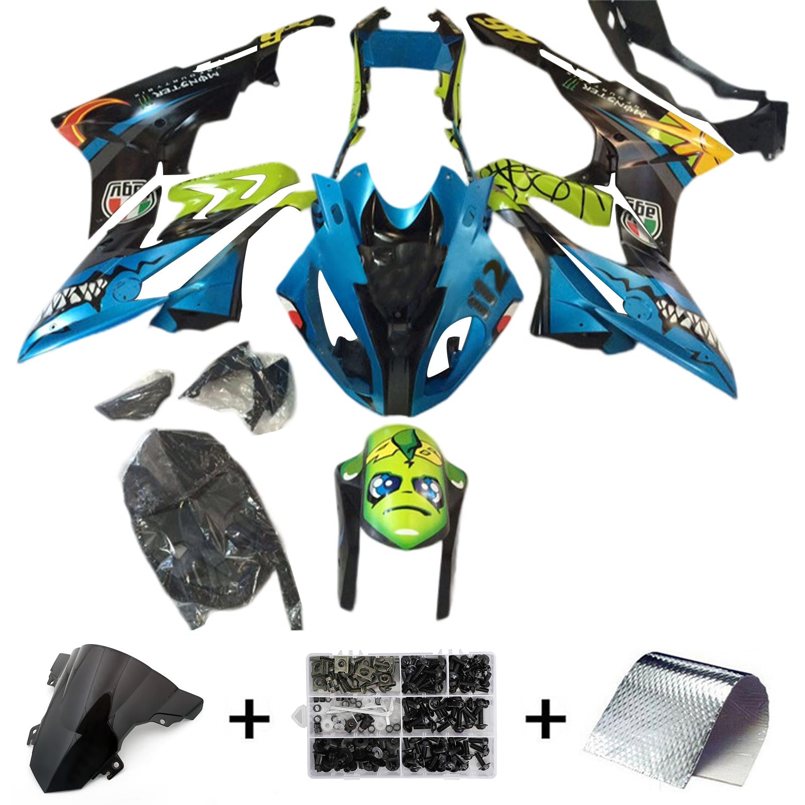 Amotopart BMW S1000RR 2017-2018 Kit Carénage Carrosserie Plastique ABS