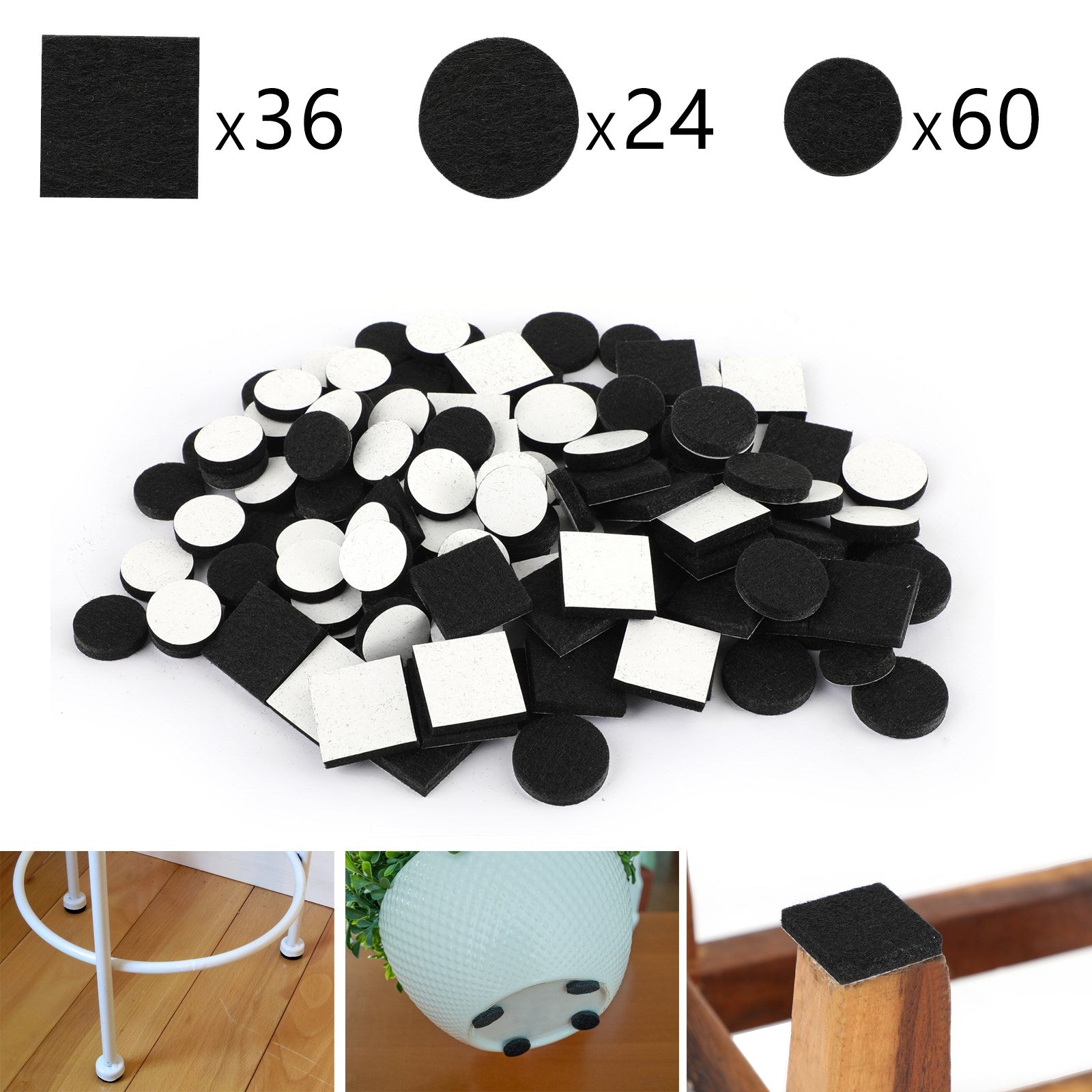 120 sztuk samoprzylepnych, odpornych na zarysowania podkładek filcowych