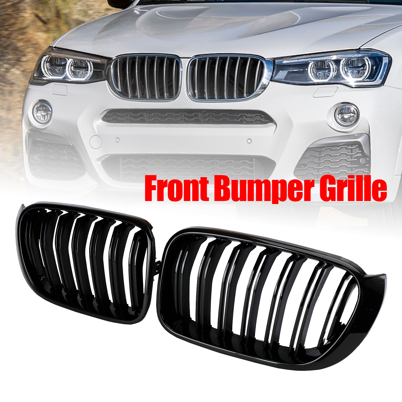 BMW X3 X4 F25 F26 2014-2017 Glanzend zwarte voorbumpergrille