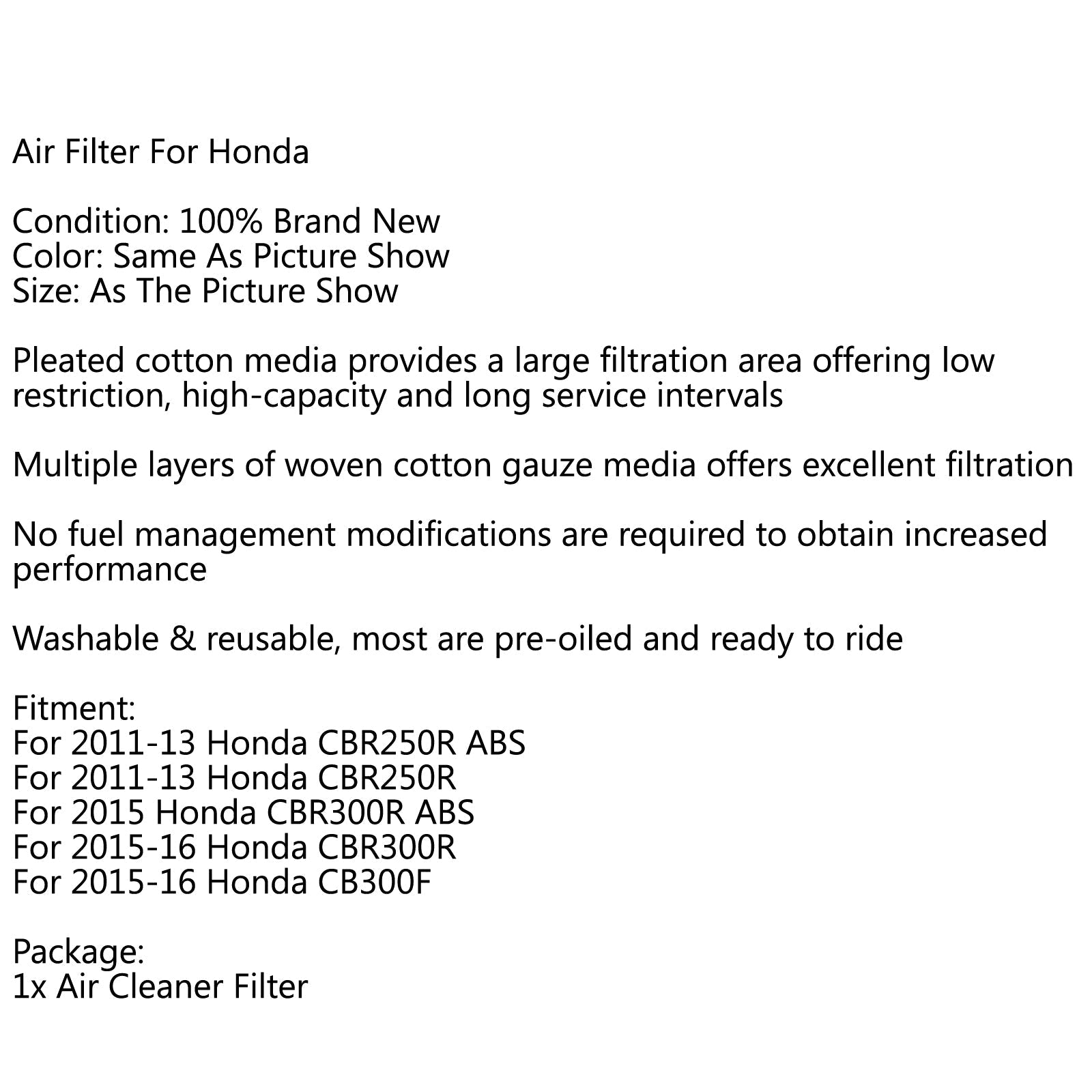 Nuevo elemento de limpieza para Kawasaki EX250R Ninja 08-12 genérico