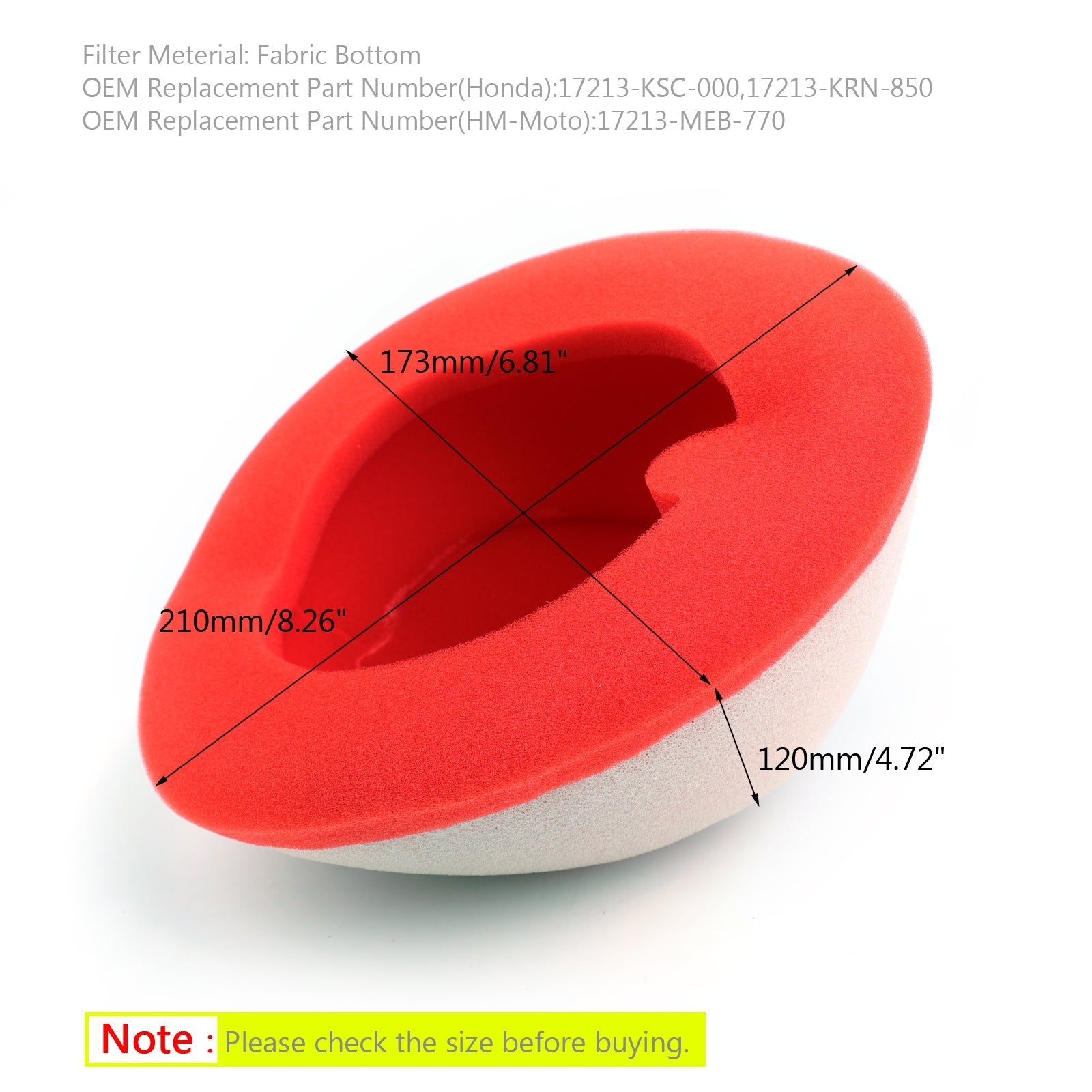 Luchtinlaatfilterreiniger voor Honda CRF250R/X CRF450R/X 2003-2017 17213-MEB-770 Generiek