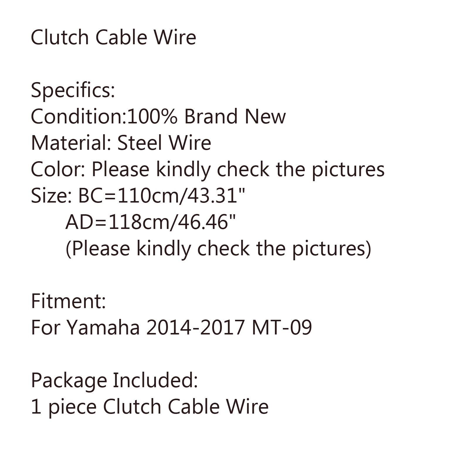 Zamenjava kabla za jekleno sklopko motorične žice za Yamaha 2014-2017 MT-09 MT 09 generično