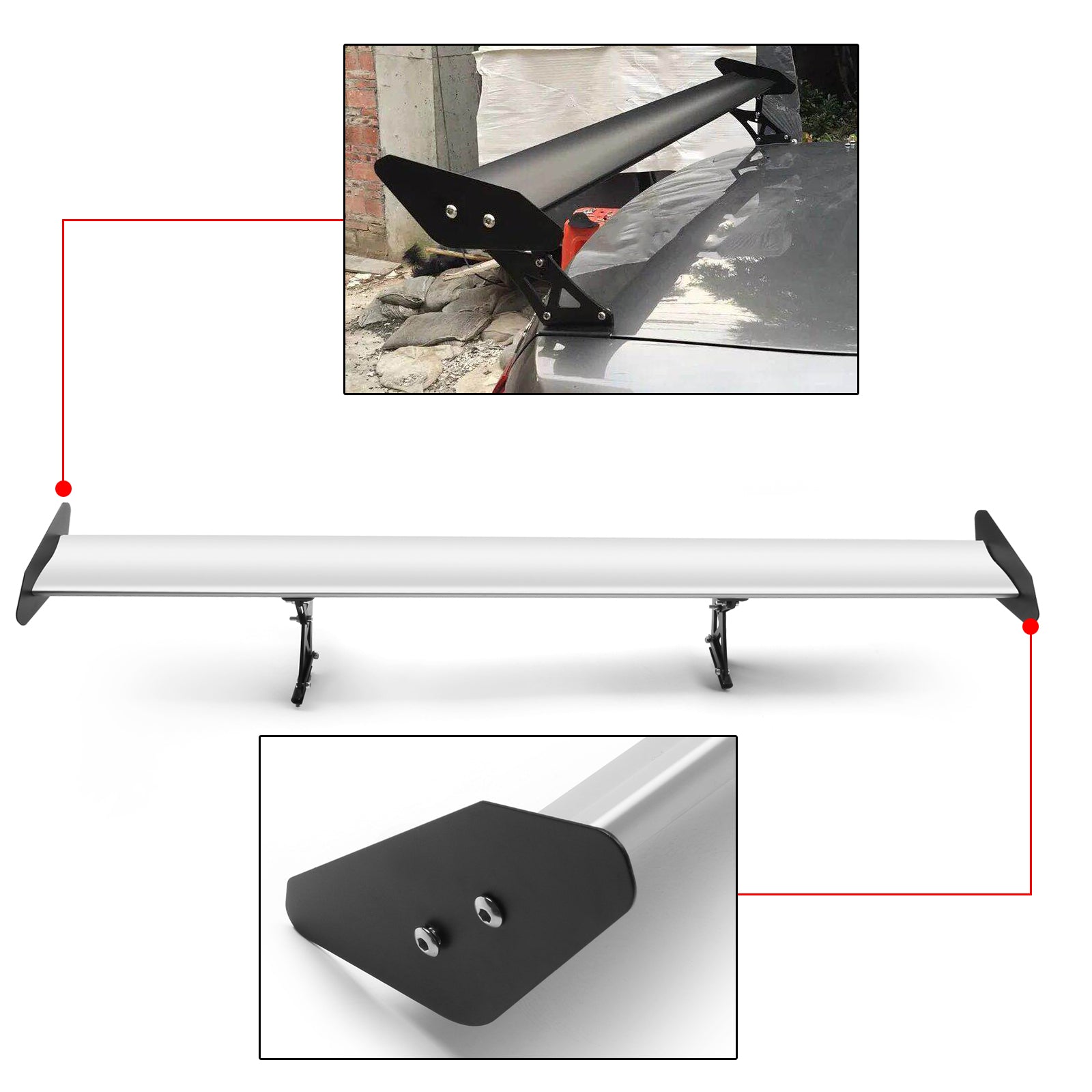 135 cm Universal Trap Verstelbaar aluminium GT GT ACHTER BRIJST RACING SPOILER Generieke vleugel