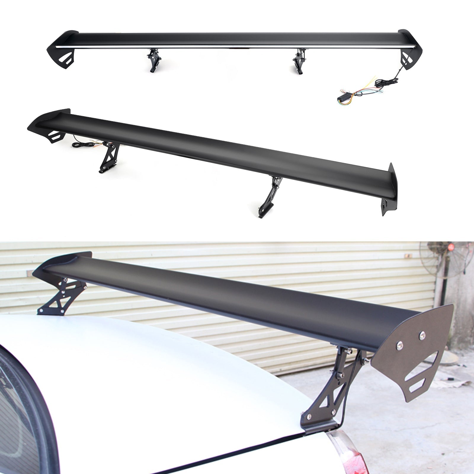 Regulowany aluminiowy spojler wyścigowy tylnego skrzydła bagażnika do Universal Sedan z diodami LED