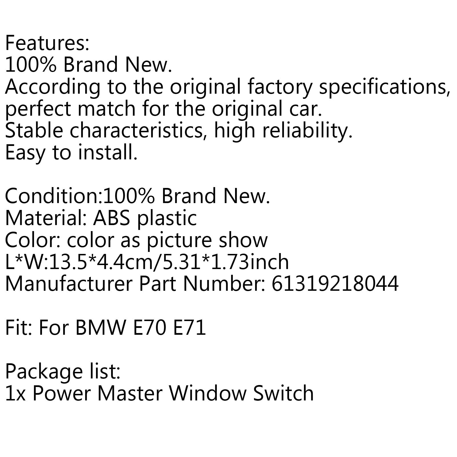 Regulacja okna i lustra tylnego przedniego dla BMW E70 E71 Generic