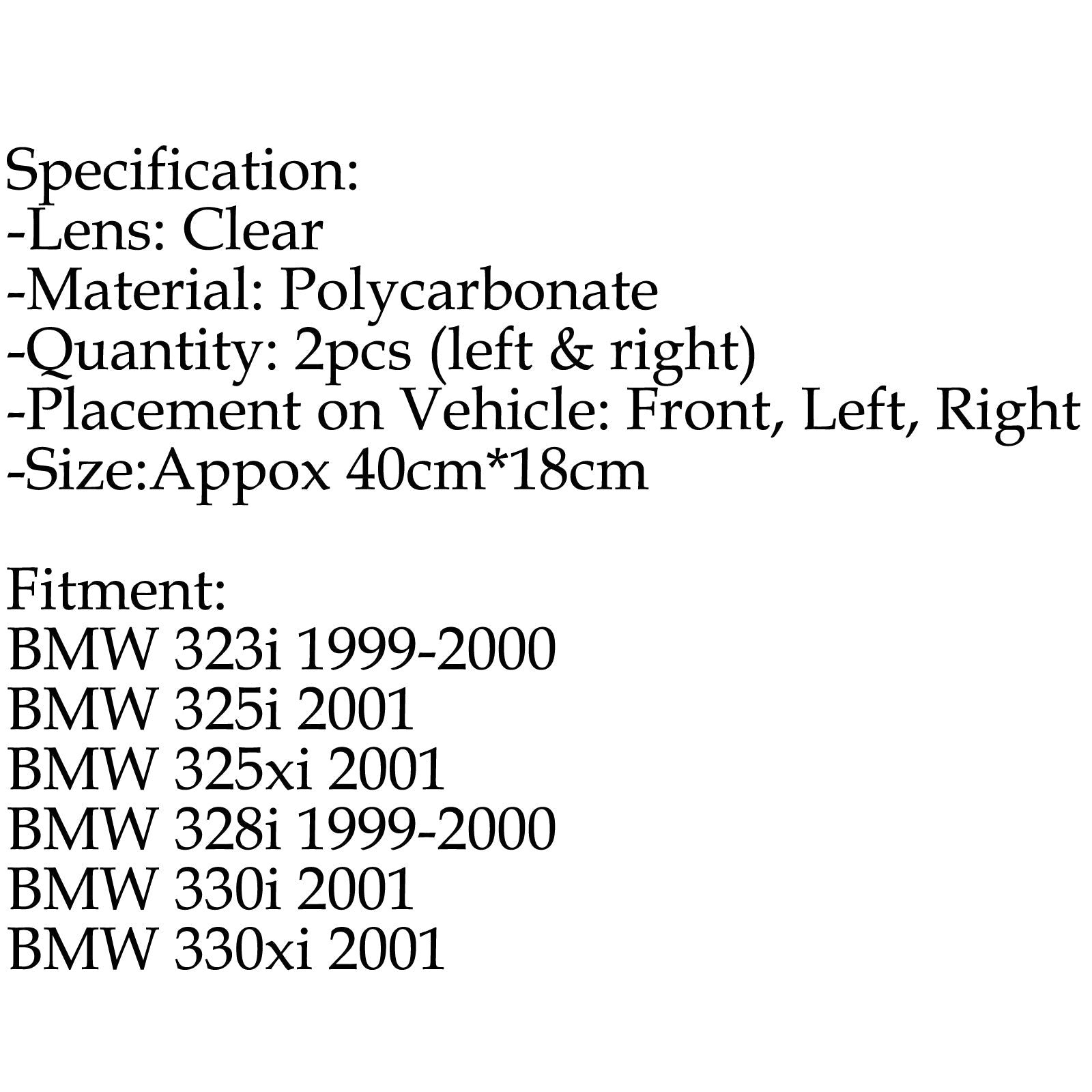 Lewe i prawe soczewki reflektorów dla BMW E46 Seria 3DRED/SEDAN 1999-2001 Ogólny