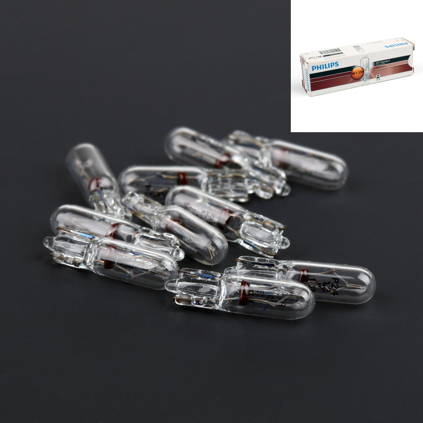 10pcs Genuine PHILIPS 13516 24V T5 W1.2W W2?¡§¡é4.6d Standard Signaling Lamp Bulb