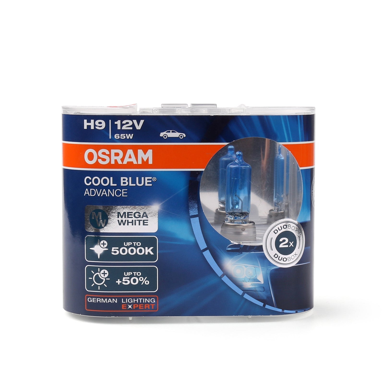 2 X H9 OSRAM 5000K Cool Blue Hyper+ Plus 65W valkoinen valo halogeenipallopolttimo