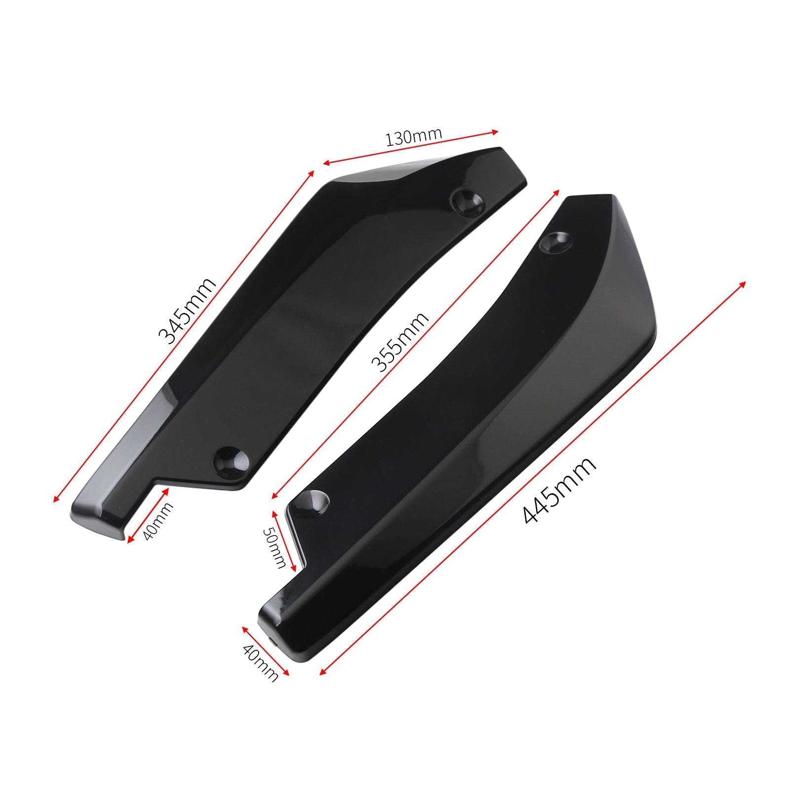 2x Auto Auto Achterbumper Lip Diffuser Splitter Canard Protector Top Glanzend Zwart Generiek