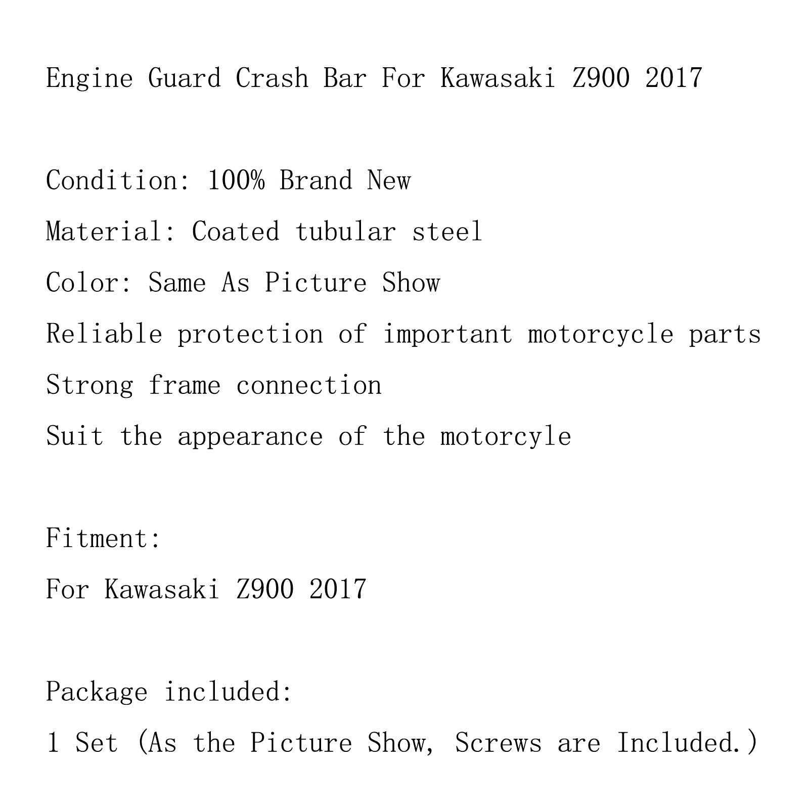 Juego de protectores de motor, protectores de parachoques para Z900 2017, color negro genérico