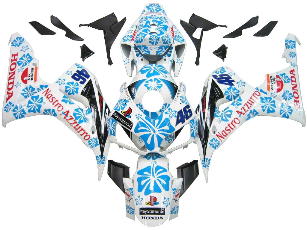 Carene Amotopart 2006-2007 Honda CBR 1000 RR Bianco e Blu Floreale Generico