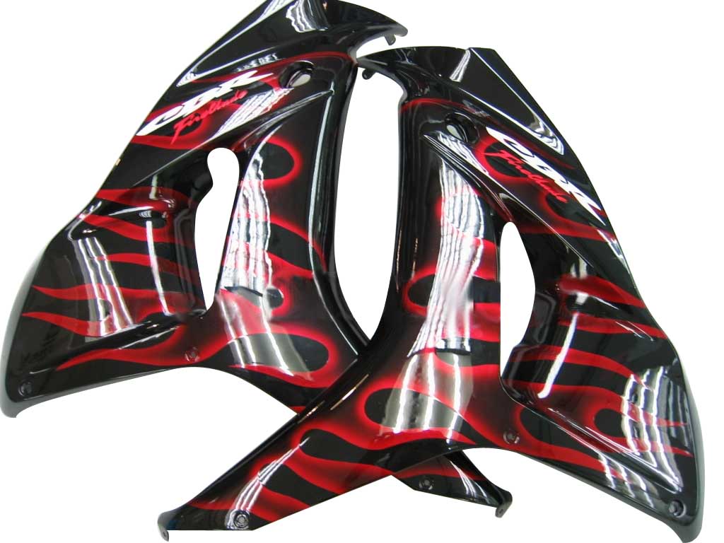 For CBR600RR 2009-2010 Bodywork Fairing Black & Red Flame ABS Injection Molded Plastics Set