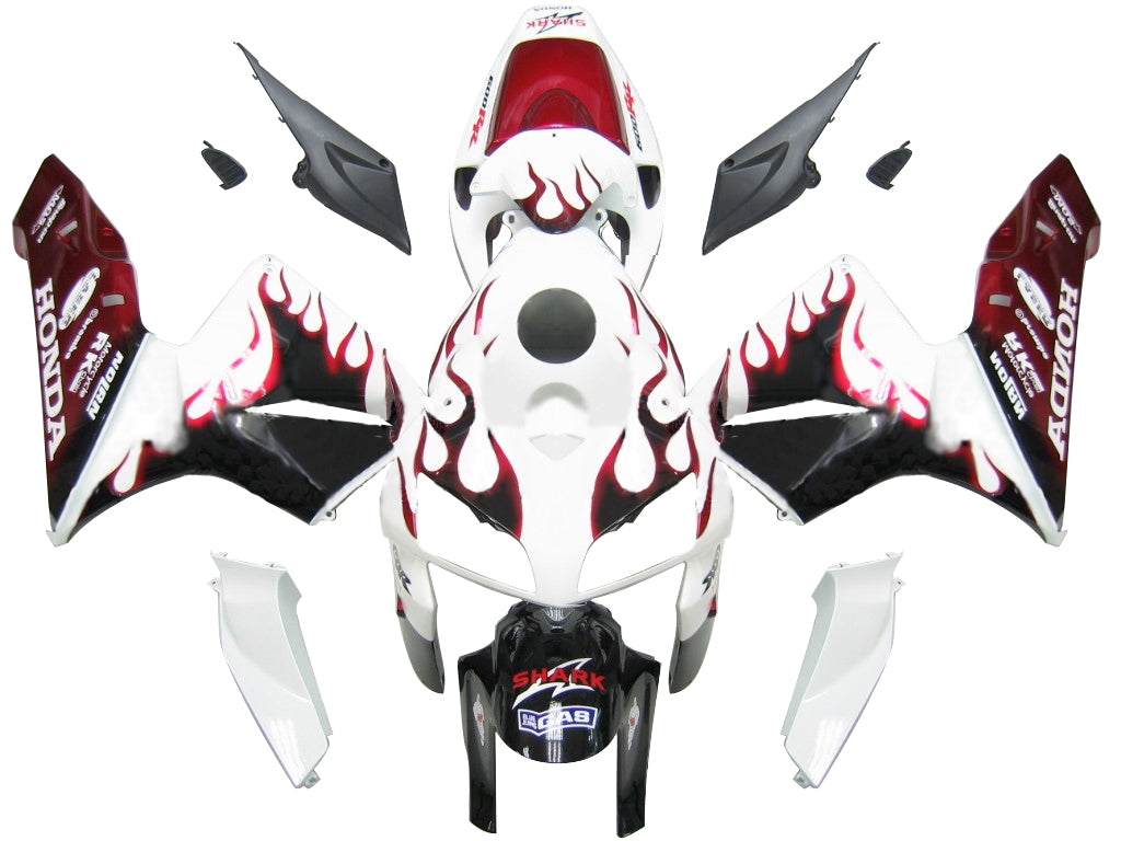 Amotopart Carénages 2005-2006 Honda CBR 600 RR White Black & Red Flame Generic