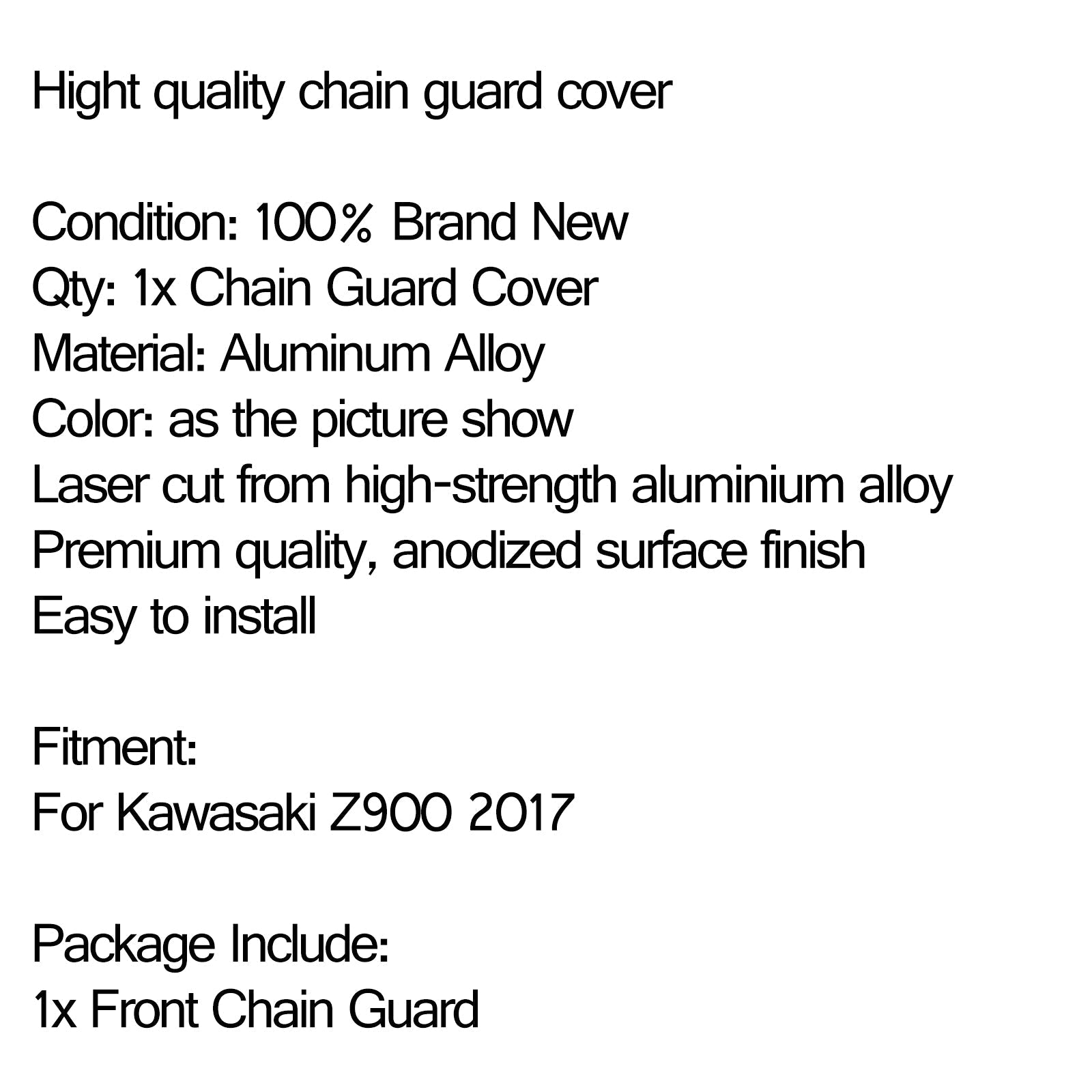 Couvercle de protection de pignon de chaîne avant CNC Silder moteur pour Kawasaki Z900 2017 générique