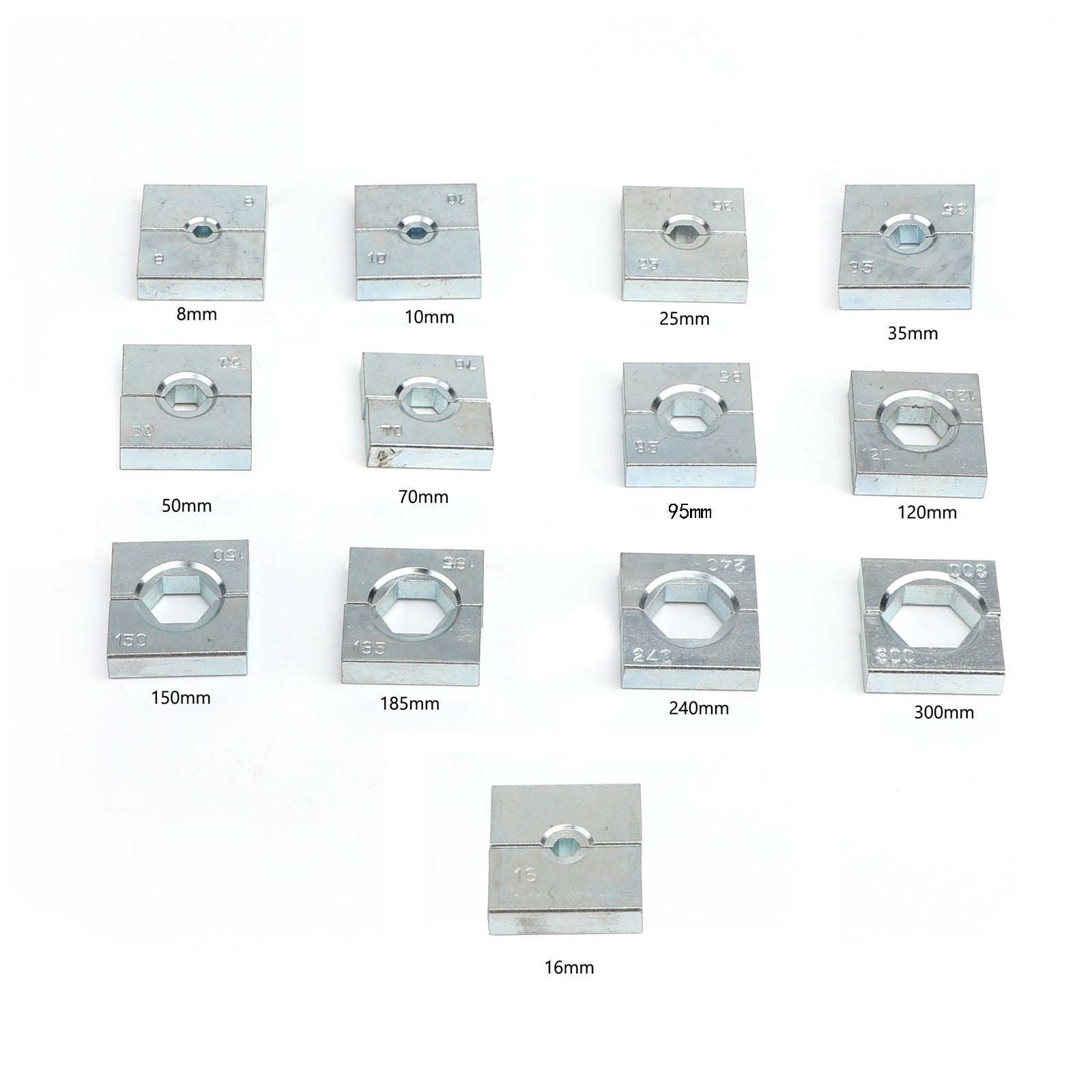 Pinza a crimpare terminale per capocorda per cavo idraulico della batteria da 16 tonnellate aggiornata con 13 matrici