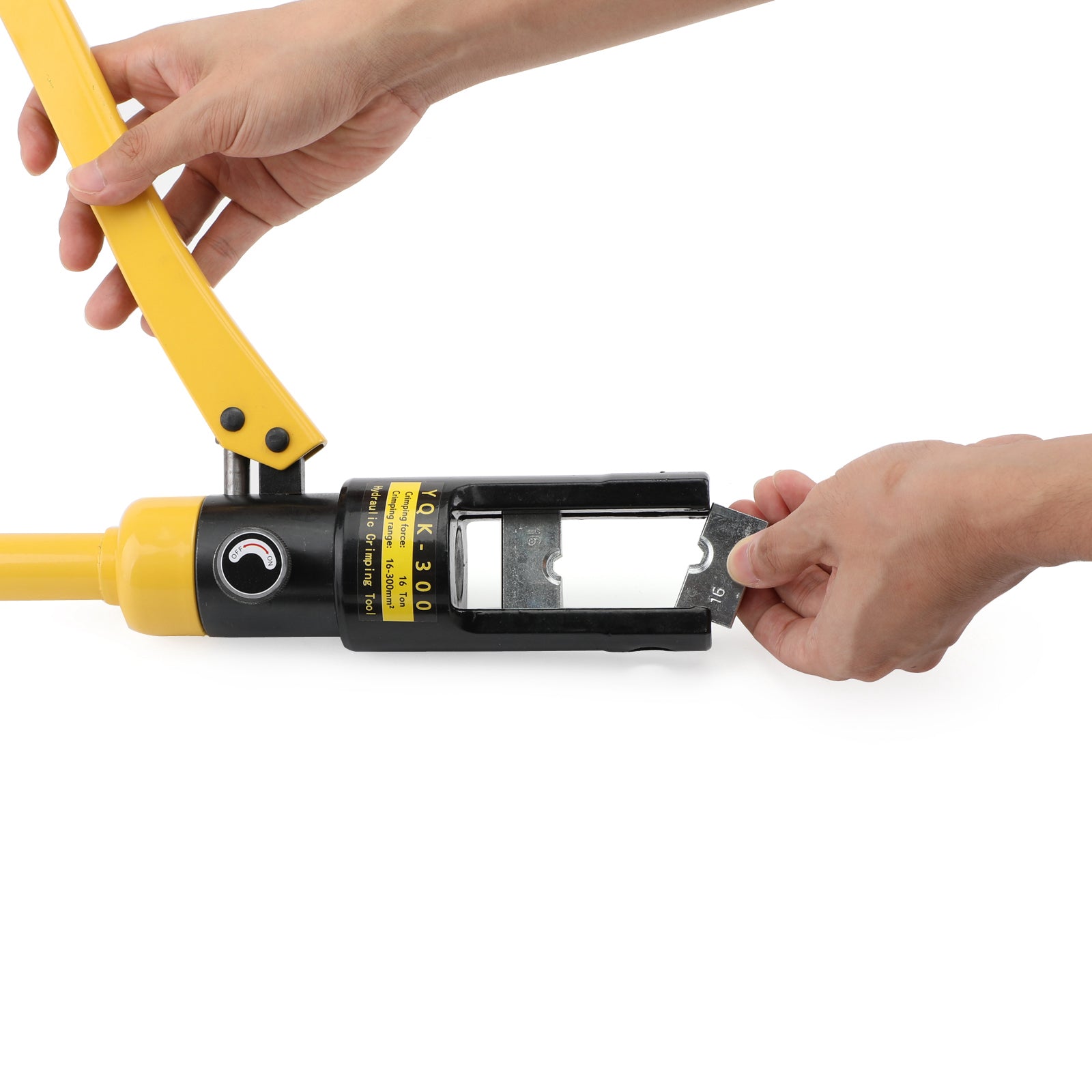 Pinza a crimpare terminale per capocorda per cavo idraulico della batteria da 16 tonnellate aggiornata con 13 matrici