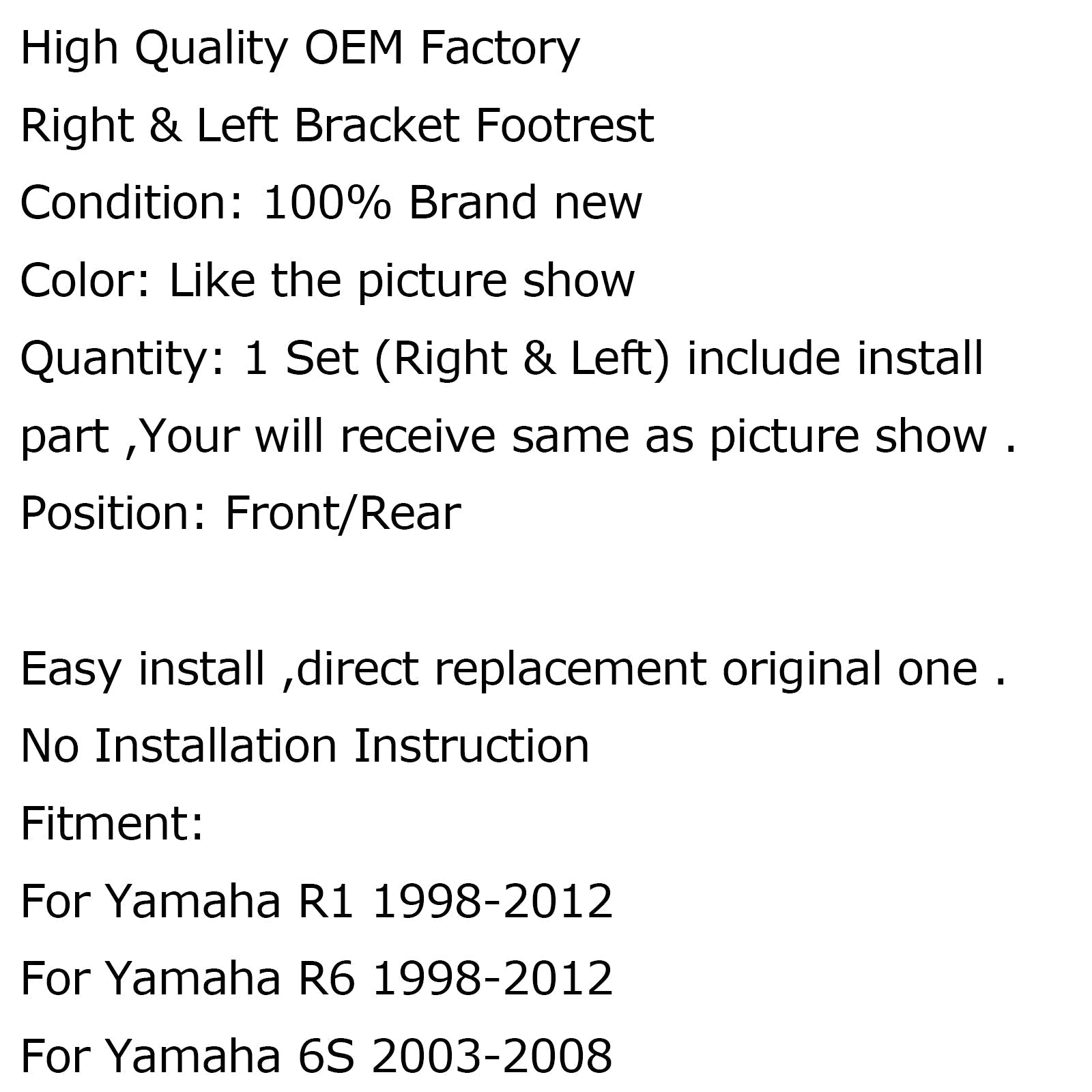 Sprednji ali zadnji potniški naslov za Yamaha R1 R6 98-12 R6S generic