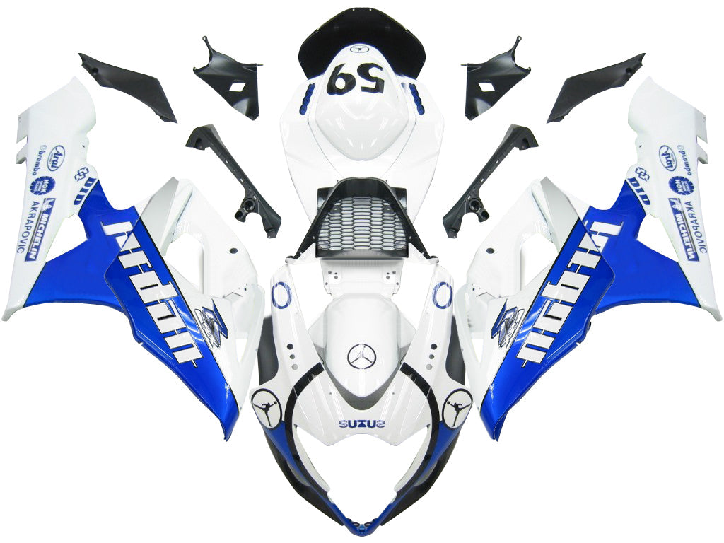Amotopart Carénages 2005-2006 Suzuki GSXR 1000 Blanc & Bleu Jordan Generic