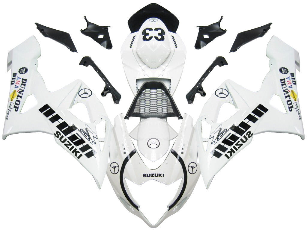 Amotopart Carénages 2005-2006 Suzuki GSXR 1000 Blanc & Noir Jordan Generic