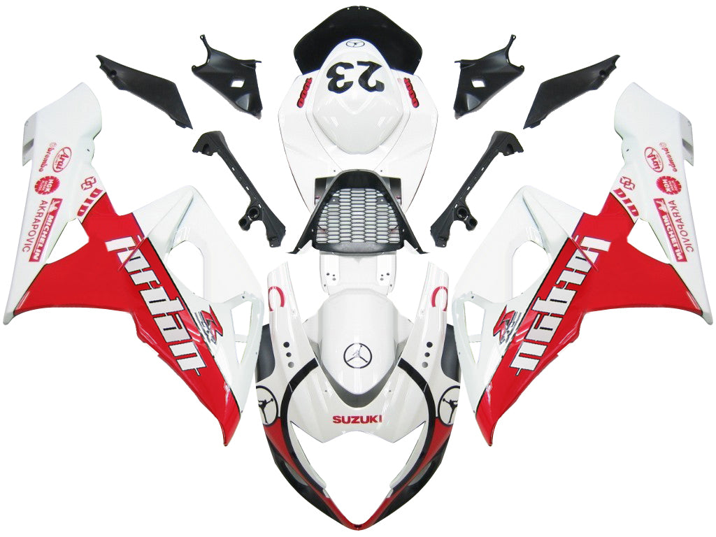 Carénages Amotopart 2005-2006 Suzuki GSXR 1000 Blanc & Rouge Jordan Generic