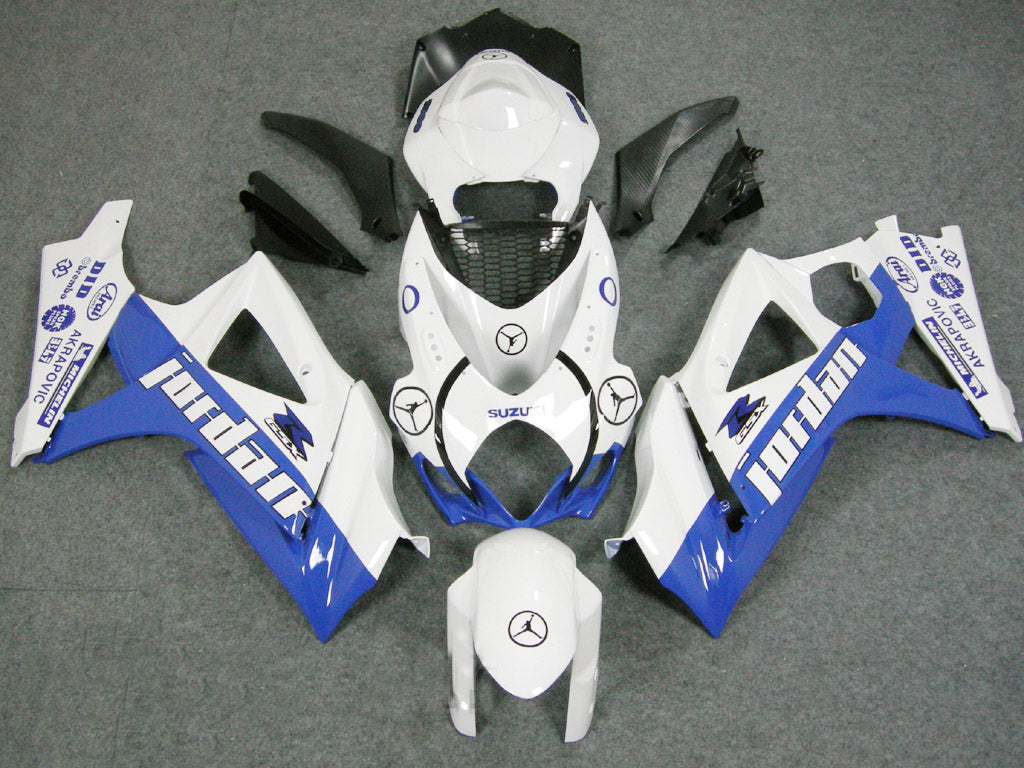 Carénages Amotopart 2007-2008 Suzuki GSXR 1000 Blanc & Bleu Jordan Generic