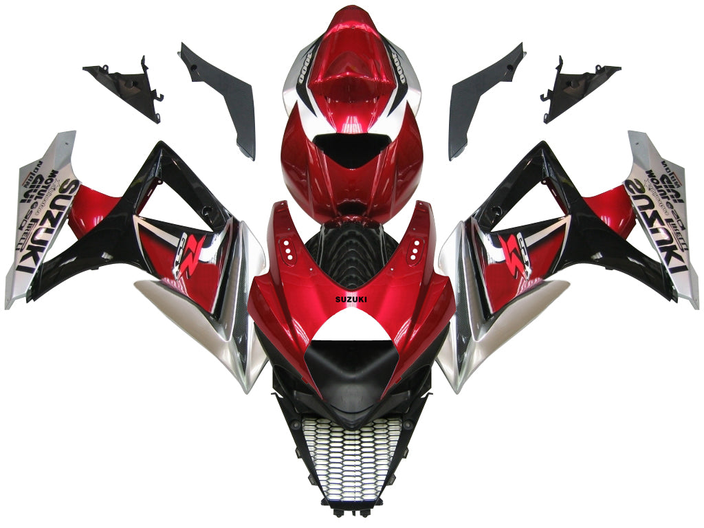 Amotopart stroomlijnkappen 2007-2008 Suzuki GSXR 1000 kersenrood en zwart GSXR generiek
