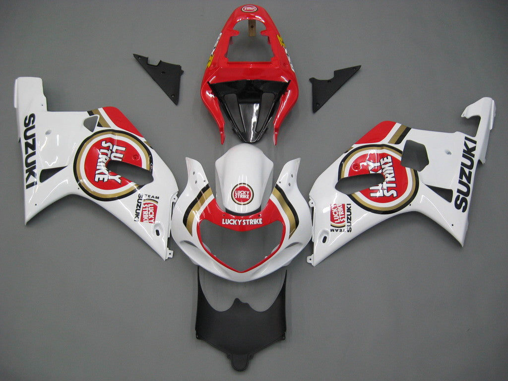 Amotopart Carénagesg 2001-2003 Suzuki GSXR 600 White & Red Lucky Strike Racin Generic