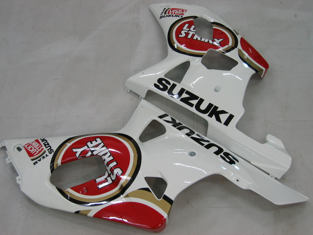 Amotopart Carénagesg 2001-2003 Suzuki GSXR 600 White & Red Lucky Strike Racin Generic