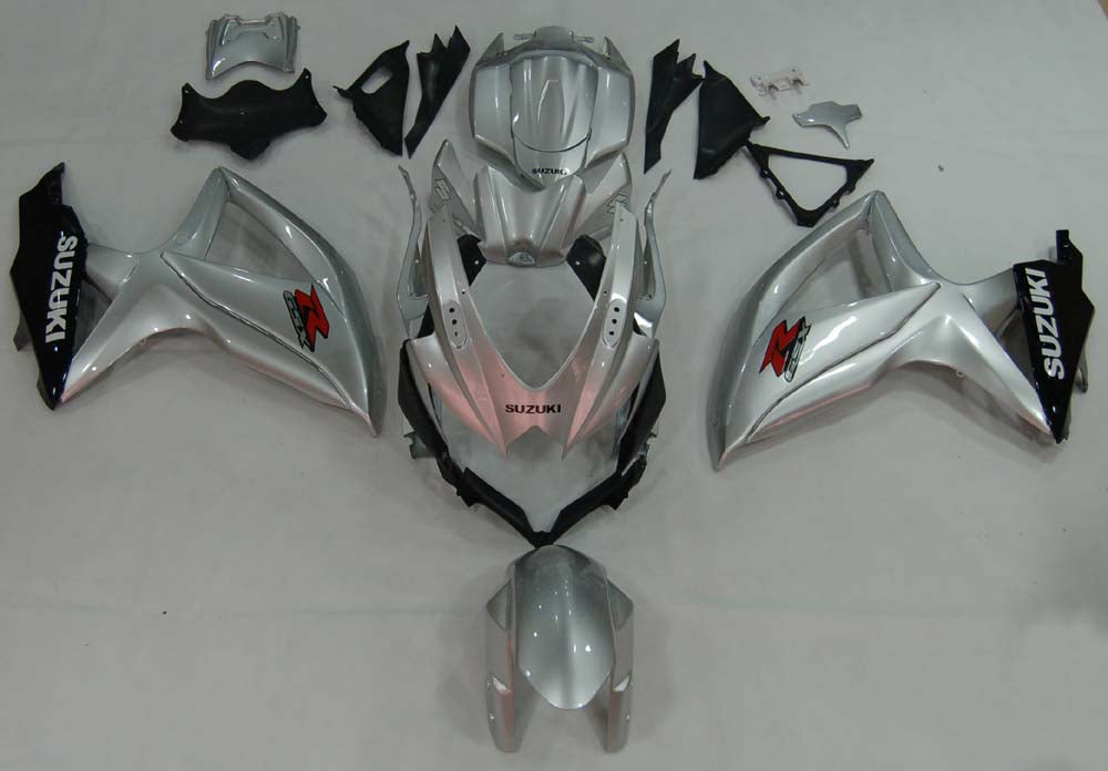 Carenados Amotopart 2008-2010 Suzuki GSXR 600 750 Plata Negro GSXR Genérico