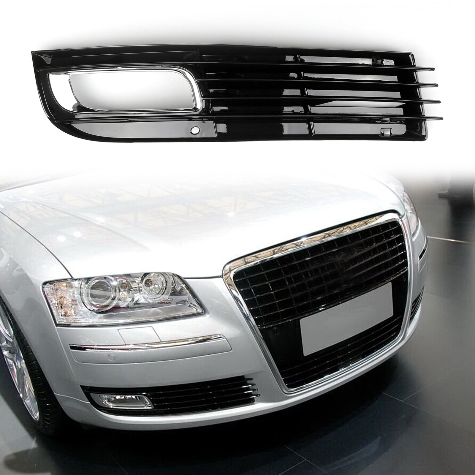 2008-2010 Audi A8 (Quattro) D3 ABS Grila inferiore per le luci della nebbia con Chrome