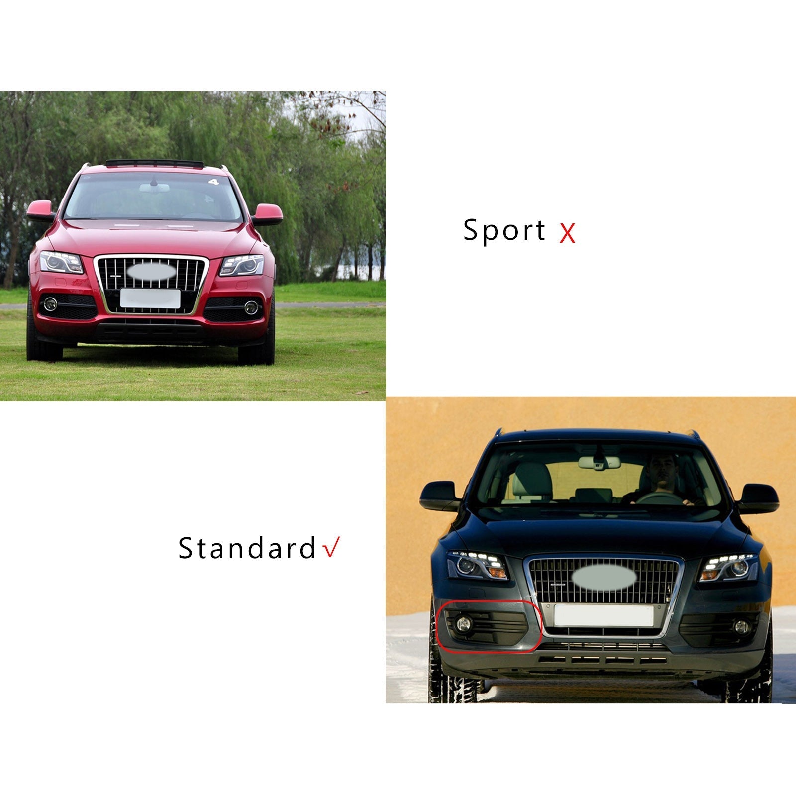 Q5 2009-2011 Audi 1PC gauche/droite pare-chocs avant Gitter antibrouillard lampe couvre garniture générique