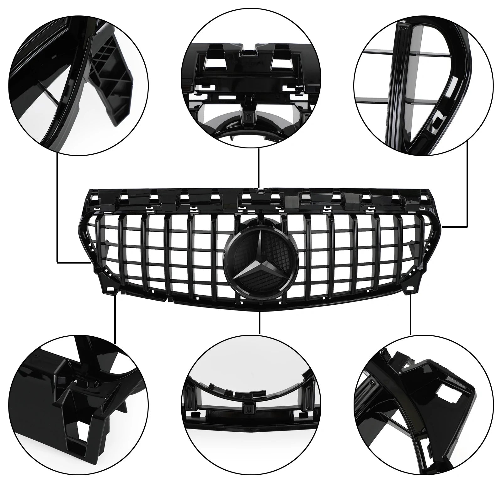 Mercedes Benz Classe CLA W117 Griglia anteriore nera di ricambio con emblema per C117 GT 2013-2019